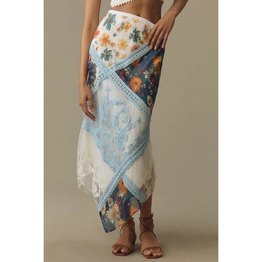 By Anthropologie Printed Mermaid Maxi Skirt Large